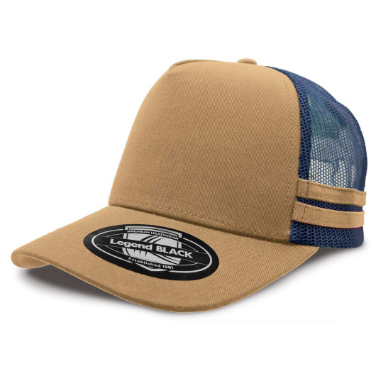 Khaki NavyStriped Trucker Caps